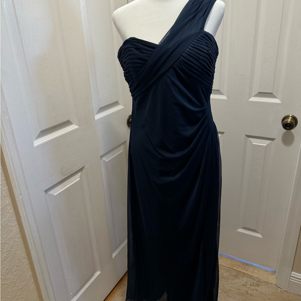 Women’s ALEX EVENING Gowns, Navy Blue, One shoulder, Long.